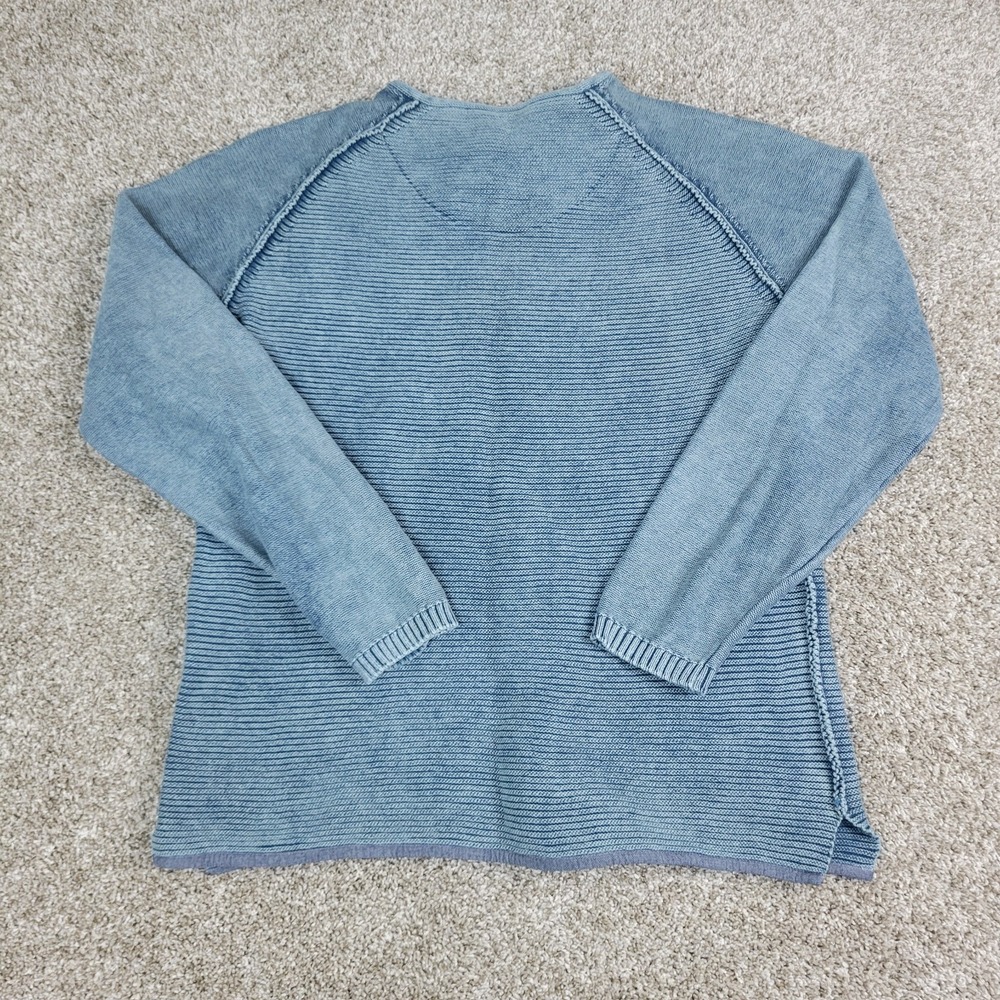 Carbon 2 Cobalt Mens Large Blue Ribbed Henley Long Sleeve Heavy - Picture 3 of 5